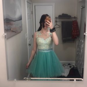 Lace and rhinestone homecoming/formal dress